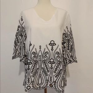 Black & White Eyelet Top